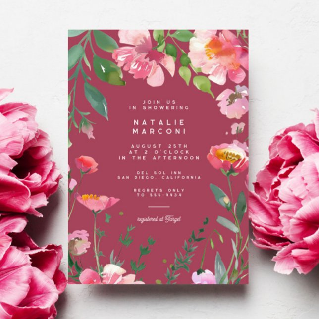 Invitación Flores rosas modernas flores jardín floral ducha d (Subido por el creador)