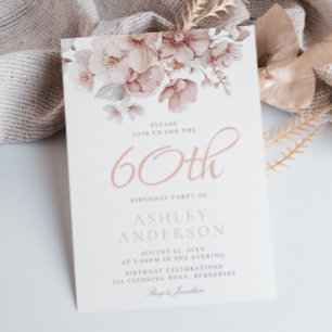 Invitación Flores rosas Mujeres 60 años