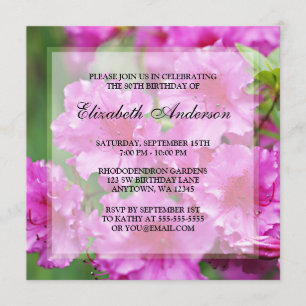 Invitación Flores rosas rododendras 80 cumpleaños