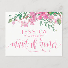 Invitación Flores rosas serán mi empleada de honor