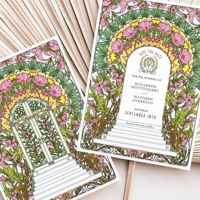 Invitación Flores rosas y acentos amarillos ahorran la fecha (Subido por el creador)