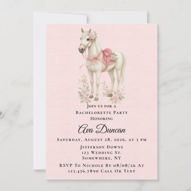 Invitación Flores rosas y azules en la fiesta de la bachiller (Anverso)