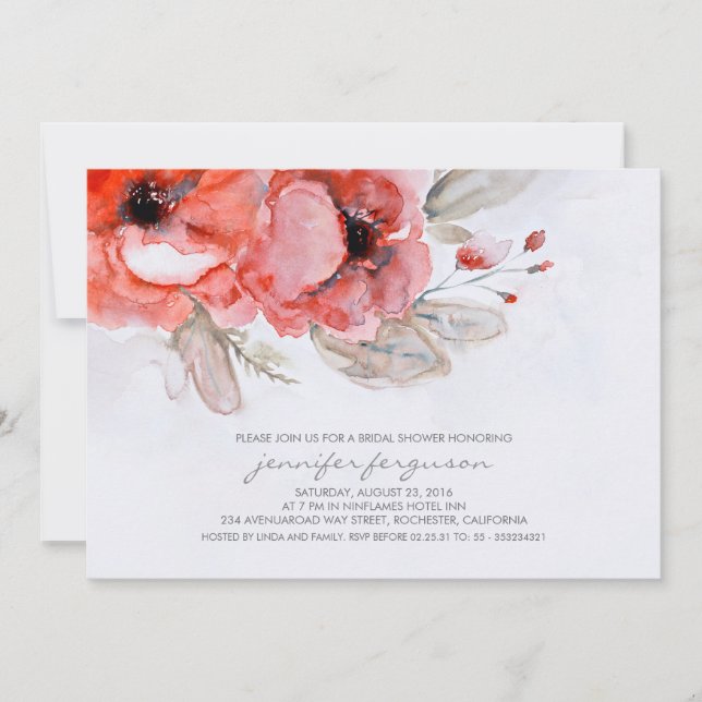 Invitación Flores Rubor Bouquet Bridal Shower (Anverso)