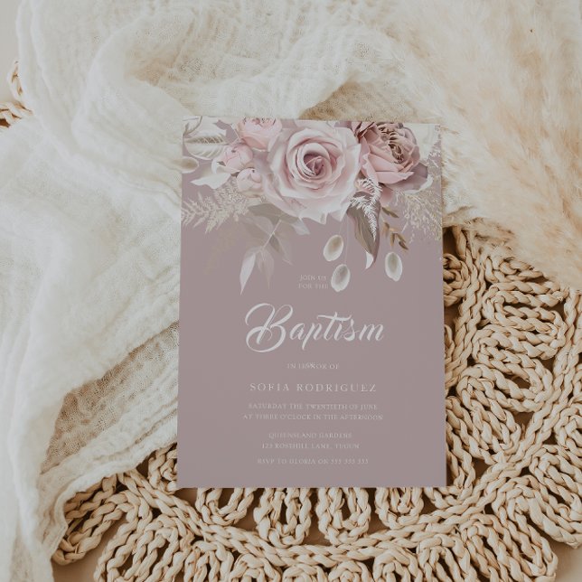 Invitación Flores Rubor de lujo Bautismo Premium (Subido por el creador)