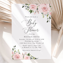 Invitación Flores Rubor, flores rosadas, Boho, Baby Shower