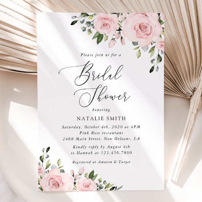 Invitación Flores Rubor, flores rosas, boho, ducha de novias (Subido por el creador)