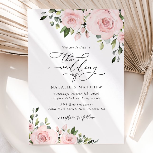 Invitación Flores Rubor, flores rosas, vegetación, Boda (Subido por el creador)
