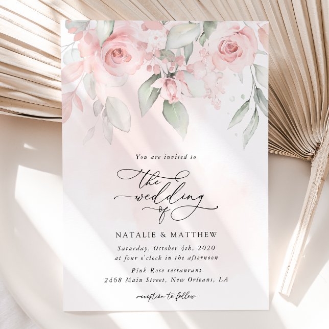 Invitación Flores Rubor, flores rosas, vegetación, Boda (Subido por el creador)