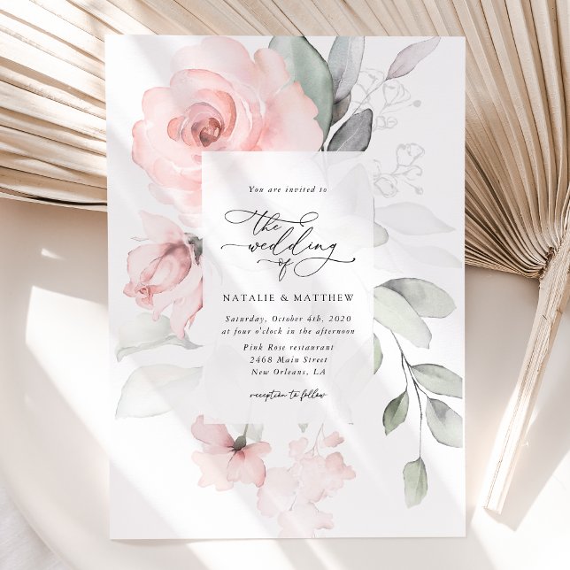 Invitación Flores Rubor, flores rosas, vegetación, Boda (Subido por el creador)