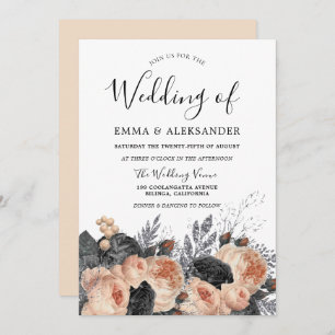 Invitación Flores Rubor Peach Elegant Wedding