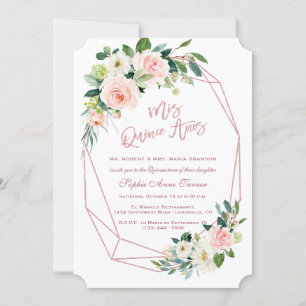 Invitación Flores Rubor rosa de lujo Rosa Gold Quinceañera