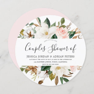 Invitación Flores Rubor & White Beautiful Ducha en las pareja