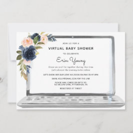 Invitación Flores Rubor y la Marina Virtual Baby Shower Lapto