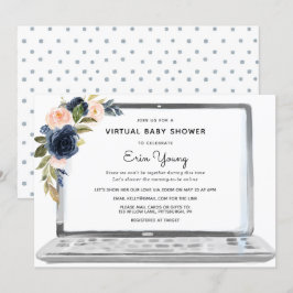 Invitación Flores Rubor y la Marina Virtual Baby Shower Lapto