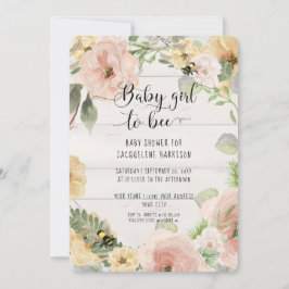 Invitación Flores rusas rosadas de BOHO mami para ser ducha