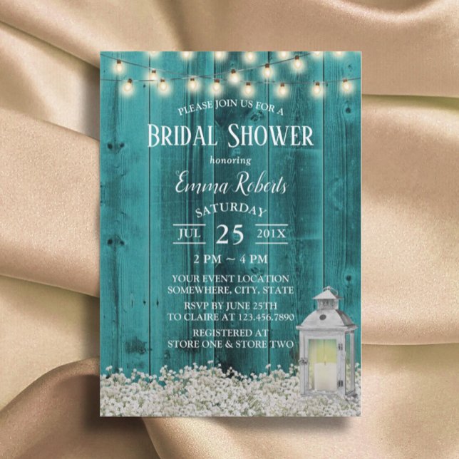 Invitación Flores rusas y ducha de novias Verde azulada de gr (Subido por el creador)