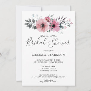 Invitación Flores rusas y elegantes de acuarela Bridal Shower