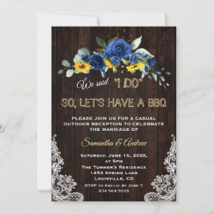 Invitación Flores Rústicas Azules Lace I DO BBQ
