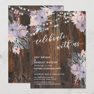 Invitación Flores Rústicas Boho & Luces Celebran con Nosotros