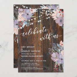 Invitación Flores Rústicas Boho & Luces Celebren Con Nosotros