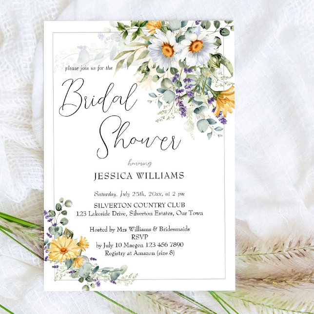 Invitación Flores rústicas de campo de margarita ducha de nov (Subido por el creador)