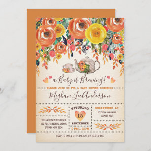 Invitación Flores rústicas de la caída del otoño de la fiesta