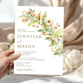 Invitación Flores Rústicas de Otoño Bosque Hojas Boda de Otoñ