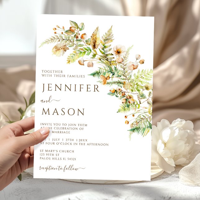 Invitación Flores Rústicas de Otoño Bosque Hojas Boda de Otoñ (Subido por el creador)