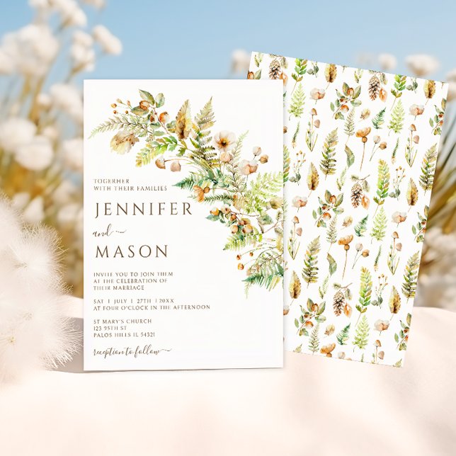 Invitación Flores rusticas de otoño, hojas de selva caen de l (Subido por el creador)