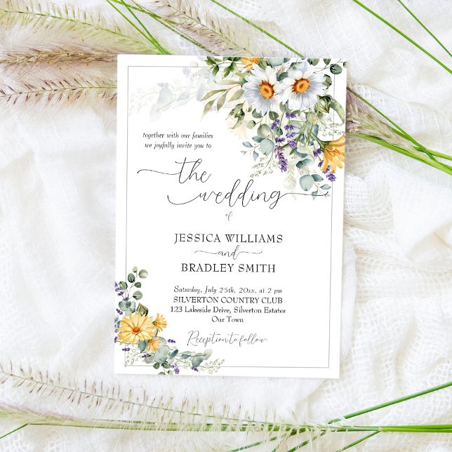 Invitación Flores rústicas elegantes de campo eucalipto (Subido por el creador)