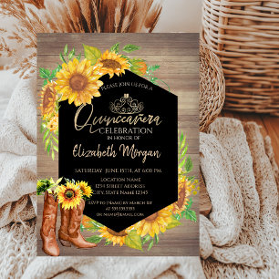 Invitación Flores Rústicas Madera Quinceañera