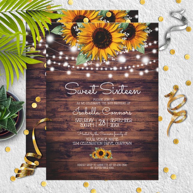 Invitación Flores rusticas y luces de guijarros dulces 16 (Subido por el creador)