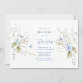 Invitación Flores salvajes azul agitadas rusas ducha de novia