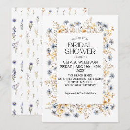 Invitación Flores salvajes azul claro de color de agua ducha 