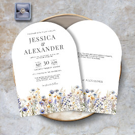 Invitación Flores salvajes azul turquesa elegante Boda de arc