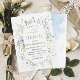 Invitación Flores salvajes azules de color claro BabyInvitaci