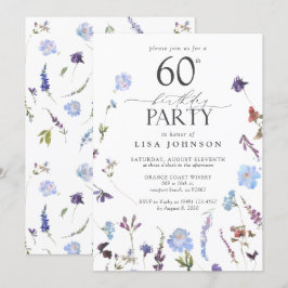 Invitación Flores salvajes azules de la fiesta de cumpleaños 