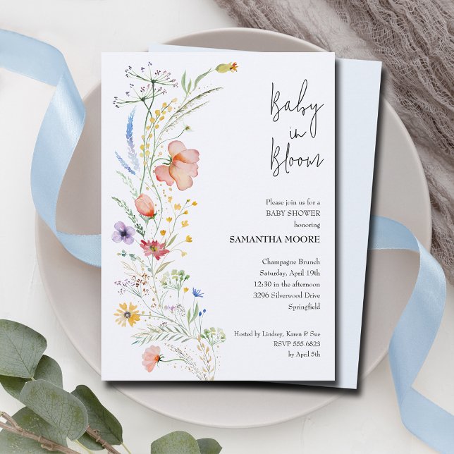 Invitación Flores salvajes Baby Boy Shower (Subido por el creador)