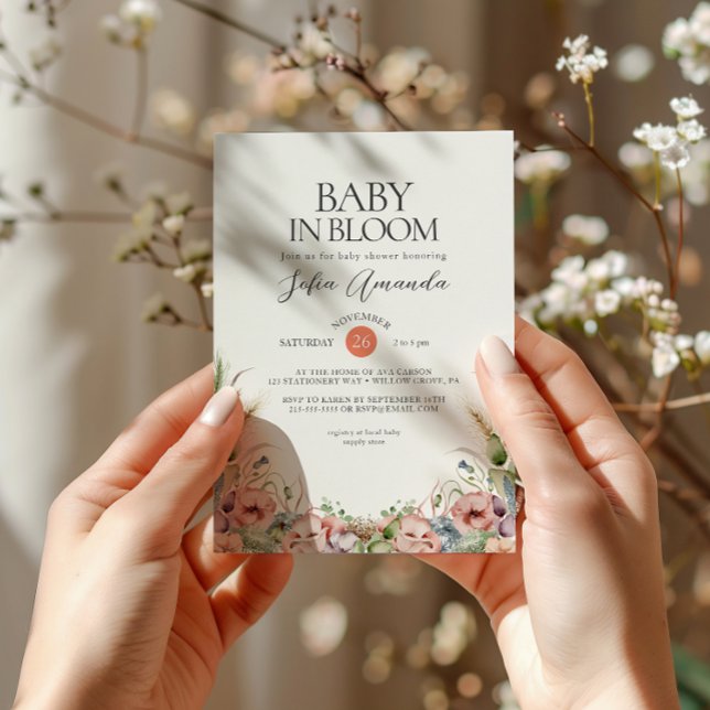 Invitación Flores salvajes Baby Shower Minimalista (Subido por el creador)