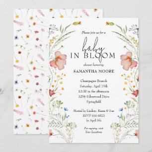 Invitación Flores salvajes bebé en una ducha de flores