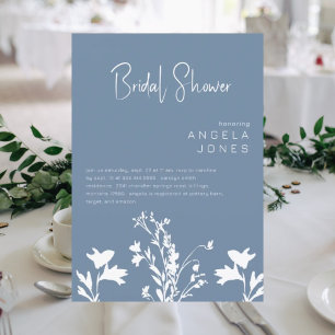 Invitación Flores salvajes blancas modernas Periwinkle Ducha