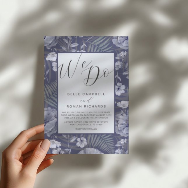Invitación Flores salvajes Boho Boda de guión morado (Subido por el creador)