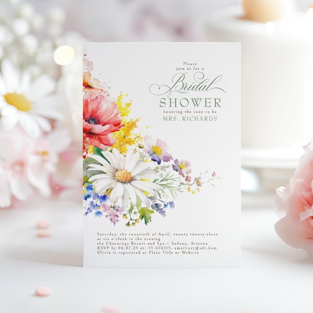 Invitación Flores salvajes Boho Bridal Shower (Wildflowers Bridal Shower Invitations)