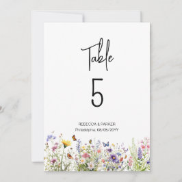 Invitación Flores salvajes brillantes Números de tabla