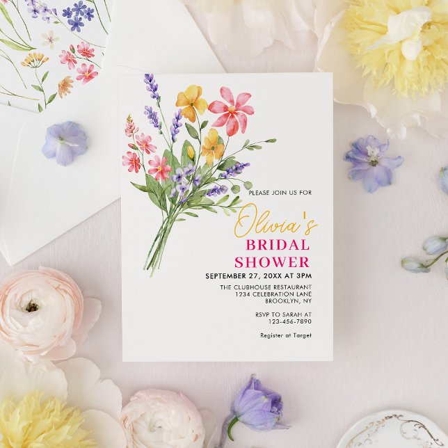 Invitación Flores salvajes brillantes y audaces modernas duch (Subido por el creador)