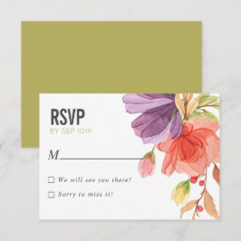 Invitación Flores salvajes de agua negrita Boda verde RSVP