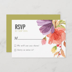 Invitación Flores salvajes de agua negrita Boda verde RSVP