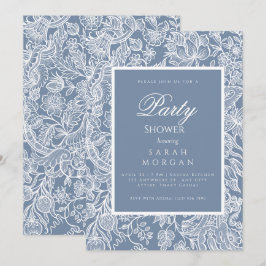 Invitación Flores salvajes de arte de la Línea Azul