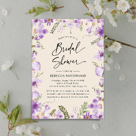 Invitación Flores salvajes de Boho Lavender moderno Ducha de 