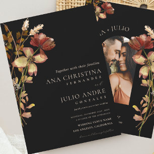 Invitación Flores salvajes de caída rusa en otoño foto Boda n